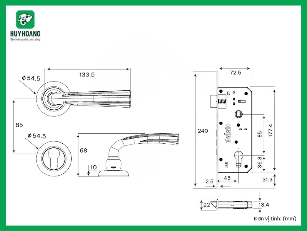 Thông Số Kỹ Thuật Tay Nắm Phân Thể HCC 85 Ruby Huy Hoàng