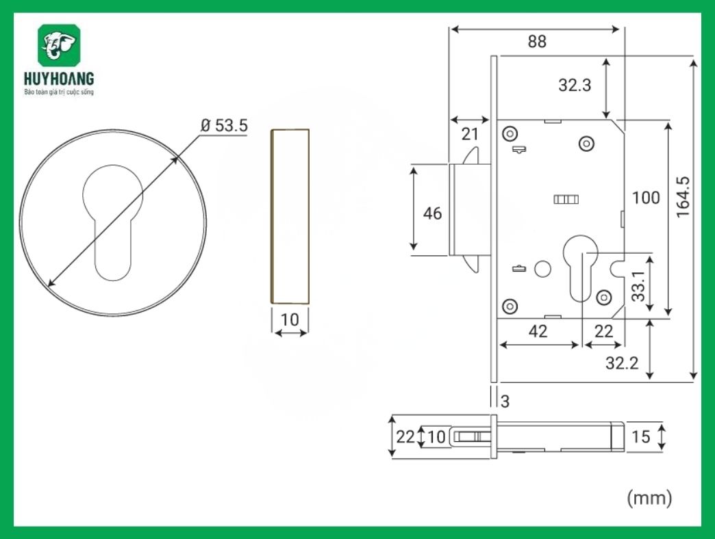 Thông số kỹ thuật Khóa độc lập inox Huy Hoàng