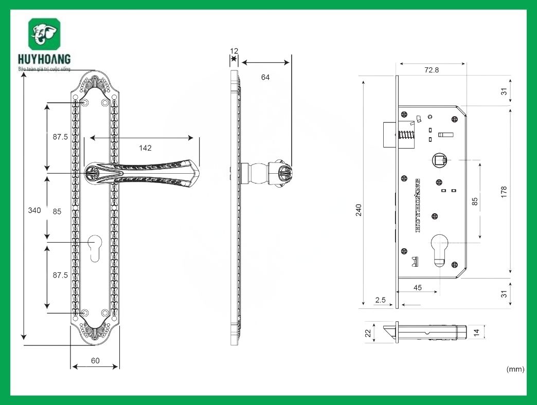 Thông số kỹ thuật Khóa tay nắm EX 8561 Đại Huy Hoàng