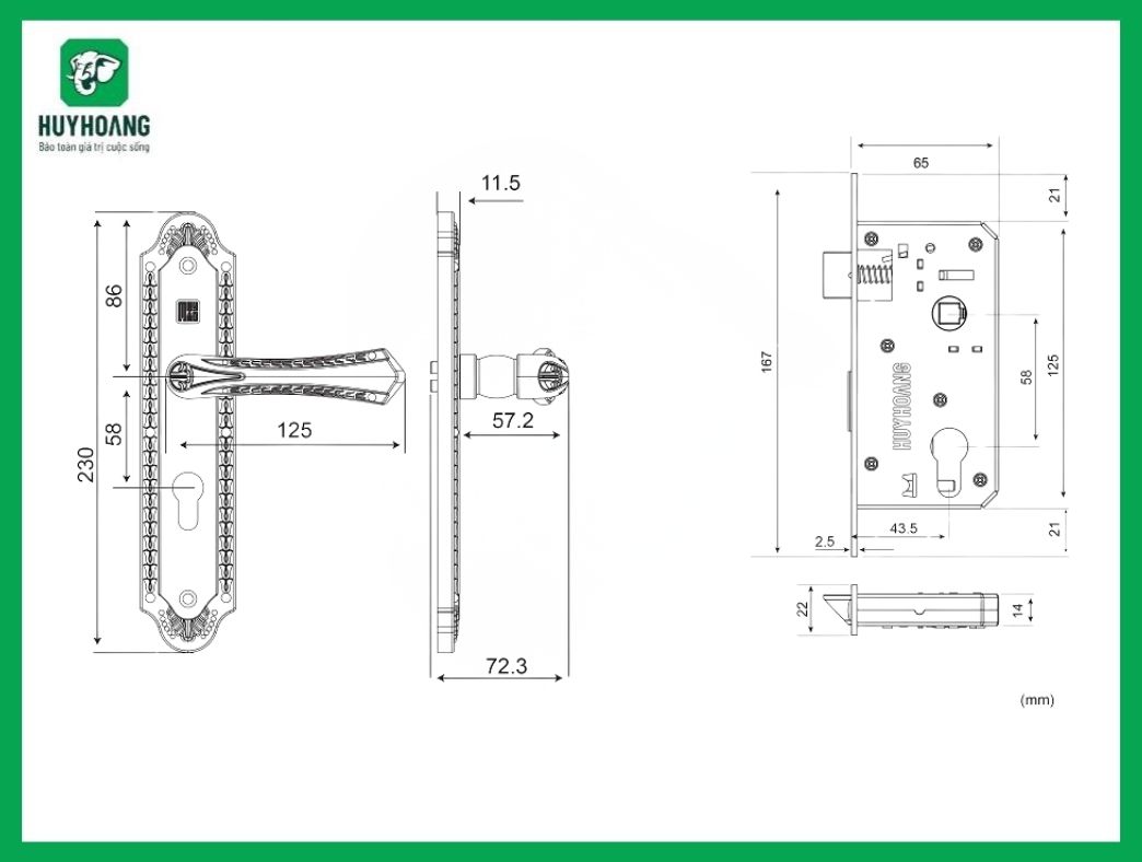 Thông số kỹ thuật Khóa tay nắm HCP 5861 Huy Hoàng