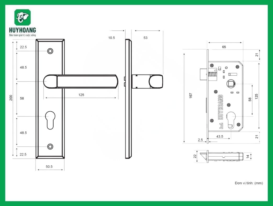 Thông số kỹ thuật Khóa tay nắm SS 5833 Huy Hoàng