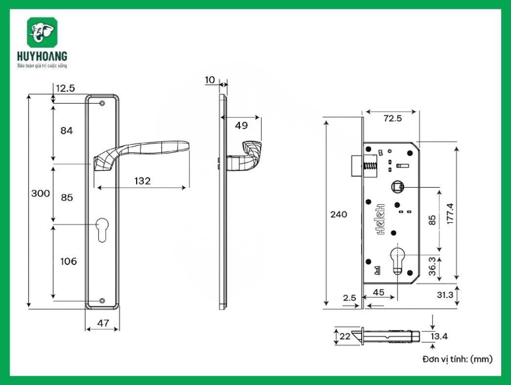 Thông số kỹ thuật Tay Nắm HCC 85 Diamond Huy Hoàng