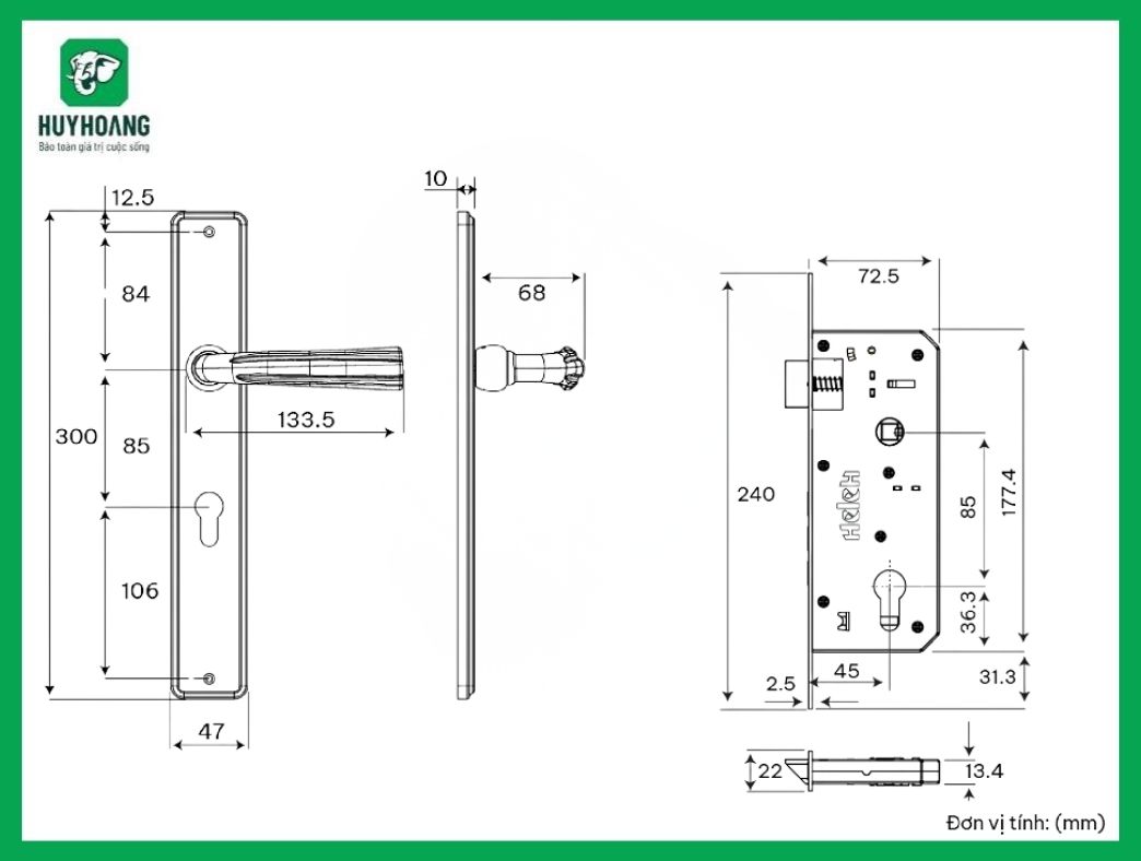 Thông số kỹ thuật Tay Nắm HCC 85 Ruby Huy Hoàng