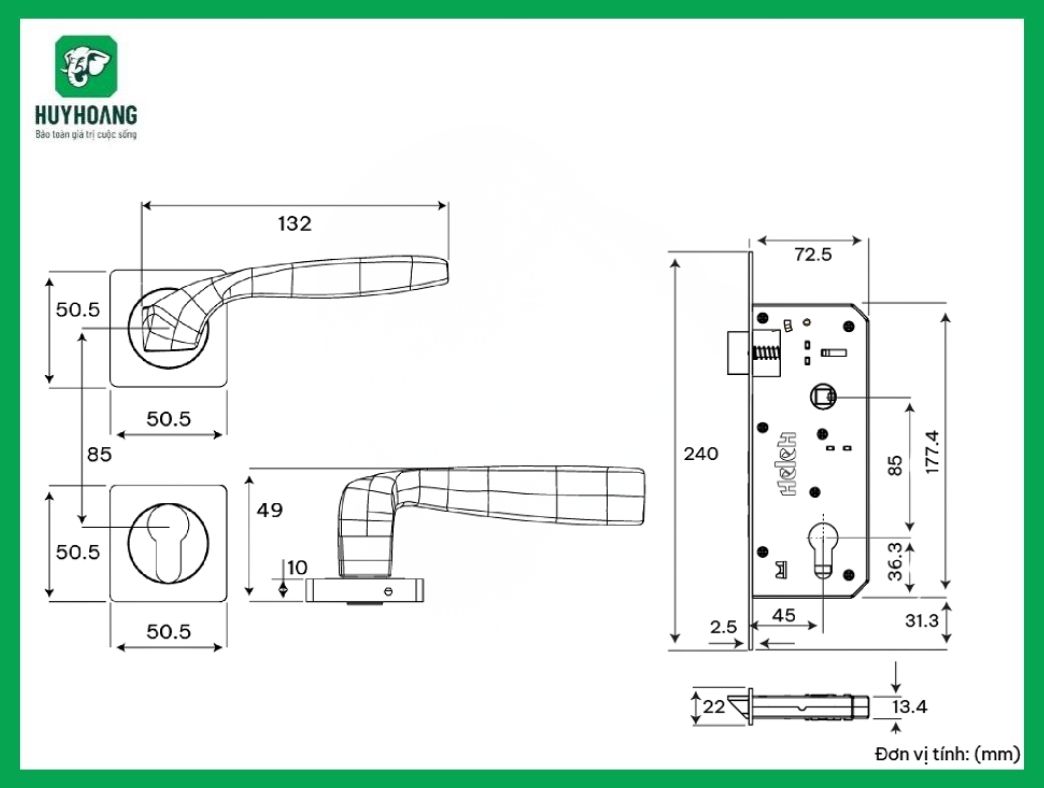 Thông số kỹ thuật Tay Nắm Phân Thể HCC 85 Diamond Huy Hoàng