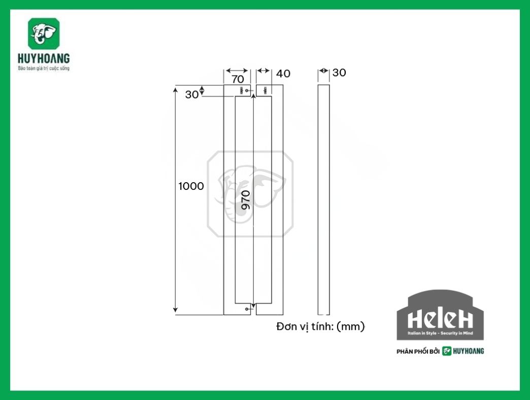 Thông số kỹ thuật Tay cửa 05 – Tay nắm cửa kính Huy Hoàng