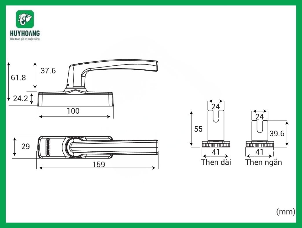 Thông số kỹ thuật Tay nắm cửa sổ đa điểm AP SS 68 Huy Hoàng