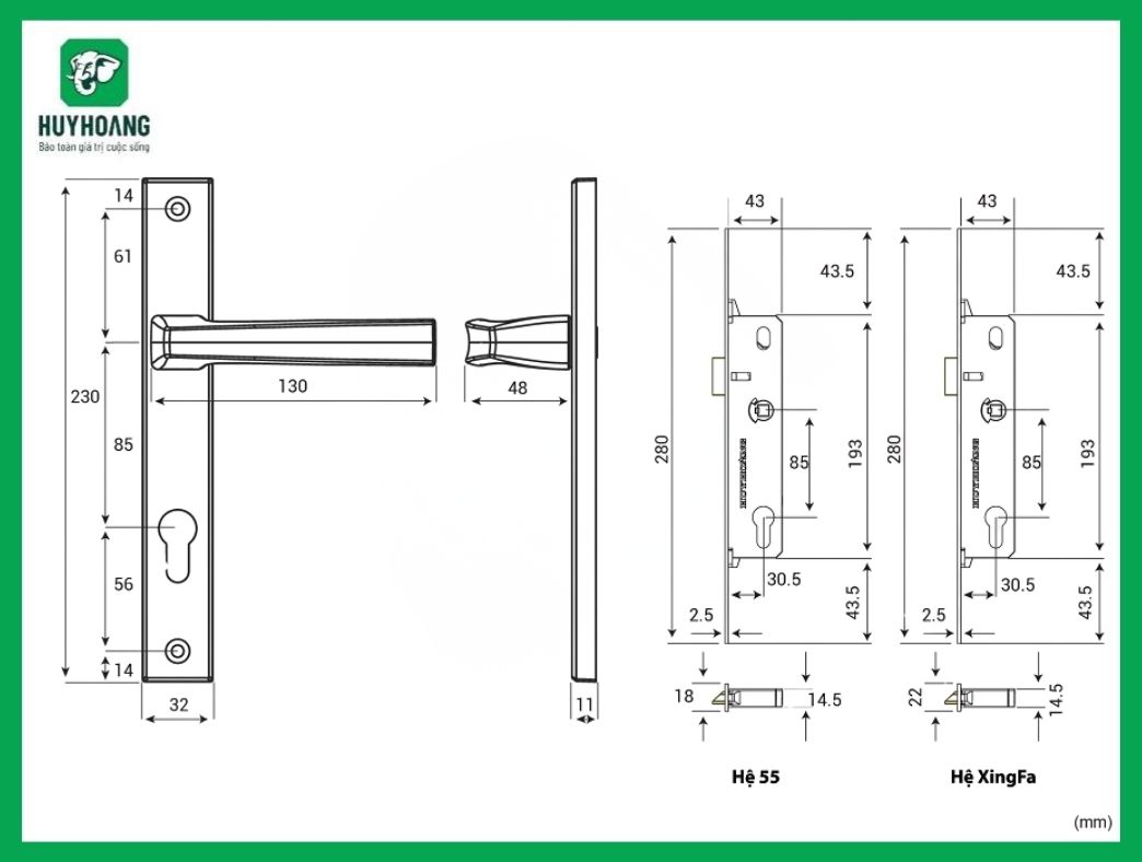 Thông số kỹ thuật Tay nắm đơn điểm AP SS 68 Huy Hoàng