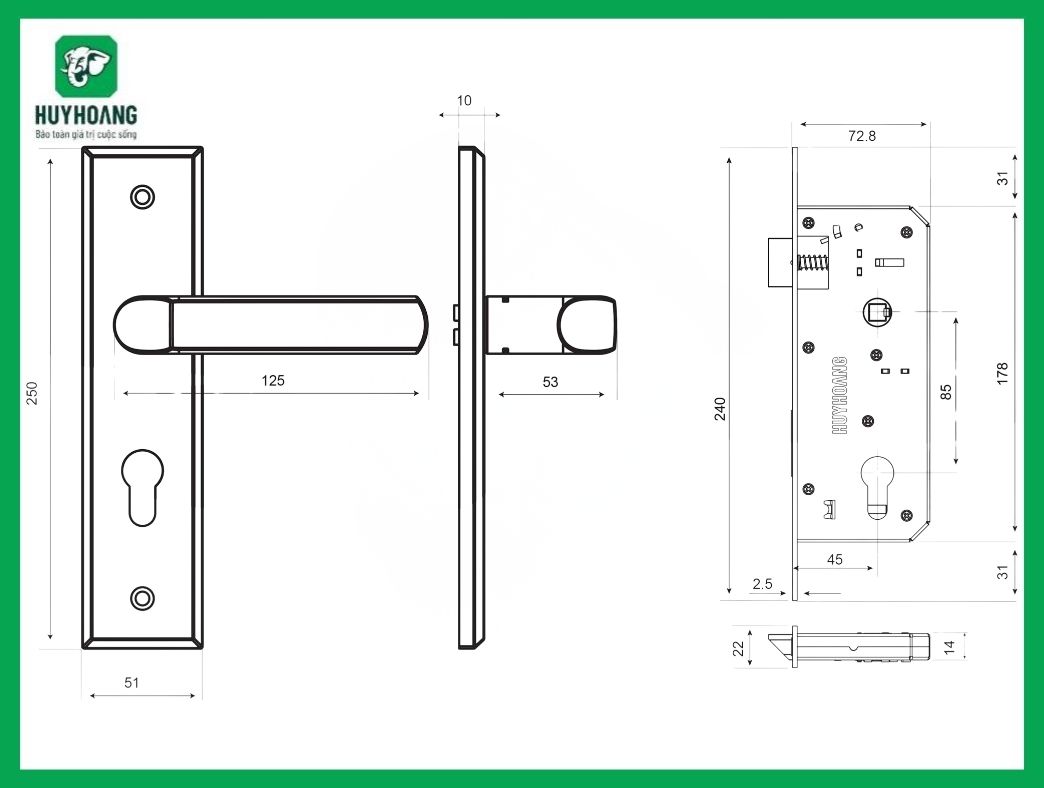 Thông số kỹ thuật Khóa tay nắm EX 8533 thân titanium Điện Zi titan