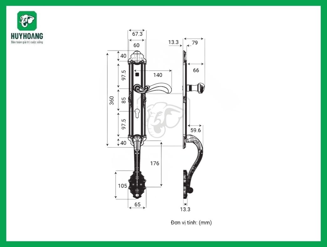 Thông số kỹ thuật Khóa tay nắm HCP 8529 Đại sảnh Huy Hoàng