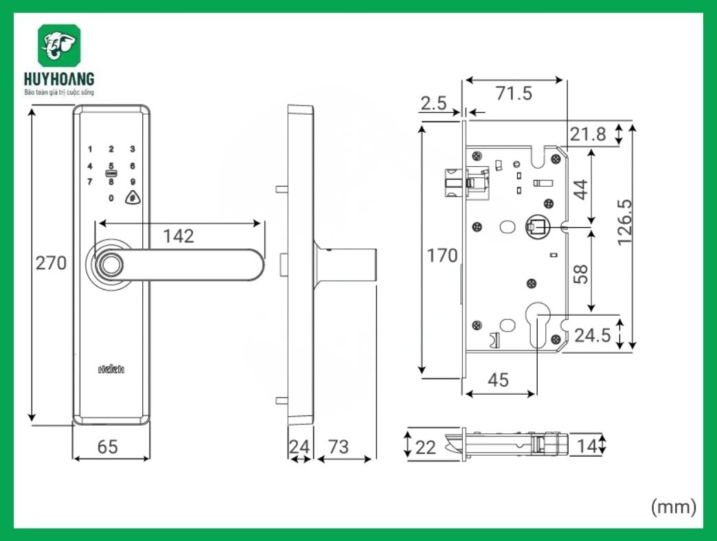 Thông số kỹ thuật Khóa vân tay điện tử 18 Huy Hoàng