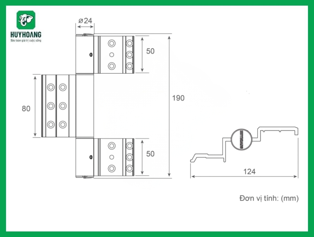 Thông Số Kỹ Thuật Bản Lề 4D 2 Cánh Xingfa Sơn Ghi Huy Hoàng