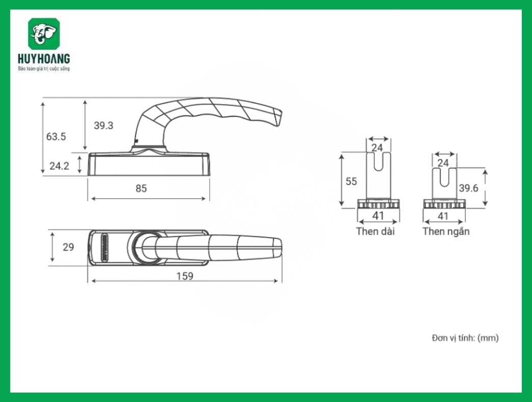 Thông số kỹ thuật Tay nắm đa điểm cửa sổ APEX66A Sơn đen