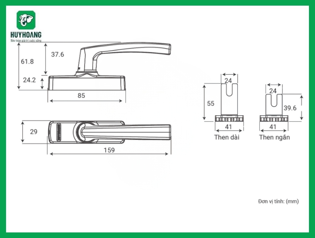 Thông số kỹ thuật Tay nắm đa điểm cửa sổ APEX68A Sơn đen