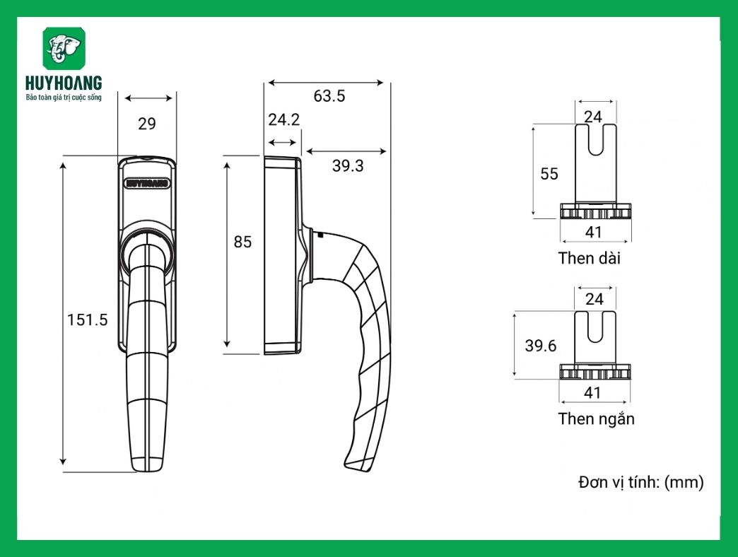 Thông số kỹ thuật Tay nắm đa điểm cửa sổ APEX66A Điện Zi TiTan Huy Hoàng